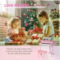 HOMCOM 30 Keys Mini Kids Piano for Child with Music Stand and Bench Best Gifts Toy(m-6)