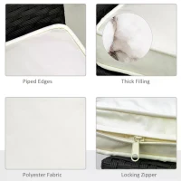 Outsunny Set Of 2 Square Chair Cushions Removable Covers Seat Pads Tie Fastenings White(m-5)