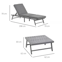 Outsunny 3 Pcs Garden Seating Set w/ Sofa Lounge Coffee Table Outdoor Patio Furniture(m-3)