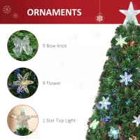 HOMCOM 4FT Prelit Artificial Christmas Tree Fiber Optic LED Light Holiday Home Xmas Decoration Tree with Foldable Feet, Green(m-6)