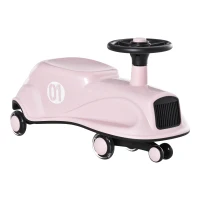 HOMCOM Toddler Ride on Toy Car Wiggle Car LED Flashing Wheels Swing Car for 2-4 Years Pink(m-1)