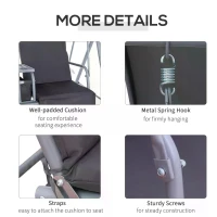 Outsunny Steel Frame 2-Seater  Swing Chair w/ Table Grey(m-6)