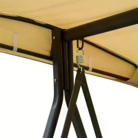 Outsunny Swing Chair Hammock Chair 3 Seater Canopy Cushion Shelter Outdoor Bench Steel Beige(m-12)