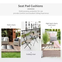 Outsunny Set Of 2 Square Chair Cushions Removable Covers Seat Pads Tie Fastenings White(m-6)