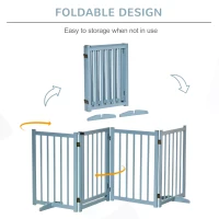 PawHut Pet Gate Wooden Foldable Dog Safety Barrier w/ 4 Panels for Small and Medium Dogs Blue(m-5)