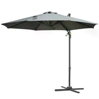 Outsunny 3(m) Offset Parasol Cantilever Hanging Umbrella 360° Rotation w/ Base Dark Grey(m-13)