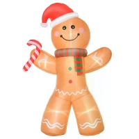 HOMCOM 8ft Christmas Inflatable Gingerbread Man, Lighted Blow Up Yard Decor Indoor Outdoor Garden Lawn Party Prop(m-11)