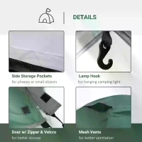 Outsunny Dome Tent for 3-4 Person Family Tent with Large Windows Waterproof Green(m-5)