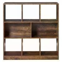 HOMCOM Storage Shelf 3-Tier Bookcase Display Rack Home Organizer for Home Office, Living Room, Playroom, Rustic Brown(m-13)