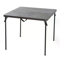 Outsunny 2.8FT Metal Portable Picnic Table Outdoor Furniture, 86Lx86Wx71.5H cm-Black/Brown(m-10)