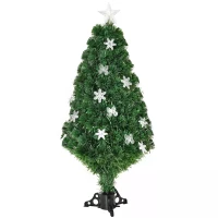 HOMCOM 4FT Prelit Artificial Christmas Tree Fiber Optic LED Light Holiday Home Xmas Decoration Tree with Foldable Feet, Green(m-11)