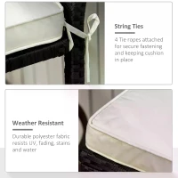 Outsunny Set Of 2 Square Chair Cushions Removable Covers Seat Pads Tie Fastenings White(m-4)