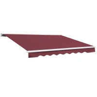 Outsunny 2.5 x 2m Garden Electric Motorised Manual Awning Door Outdoor Retractable Canopy Patio Shelter with LED Remote Control (Wine Red)(m-1)