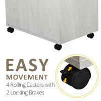 HOMCOM Kitchen Storage Unit, Modern Microwave Stand Trolley Cart, Sideboard with Cabinet,  Locking Wheels, Shelf for Living Room, Dining Room, White(m-7)