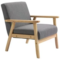 HOMCOM Minimalistic Wooden Frame Accent Chair, with Padded Seat(m-12)