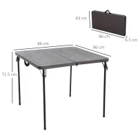 Outsunny 2.8FT Metal Portable Picnic Table Outdoor Furniture, 86Lx86Wx71.5H cm-Black/Brown(m-3)