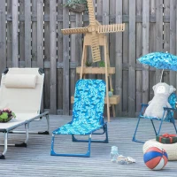Outsunny Kids Garden Chairs Reclining Folding Zero Gravity Chairs Lounge Chair Sun Lounger Adjustable Backrest Outdoor Blue 118 x 40 x 24cm Blue(m-2)