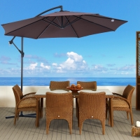 Outsunny Φ3m Hanging Umbrella Parasol-Coffee