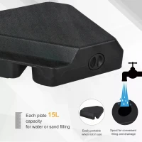 Outsunny Umbrella Stand Fitting 2" Poles and Steel Base with 4 Fillable Plastic Weights, 4 Gal. Capacity Each - Black(m-4)