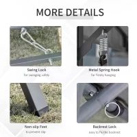 Outsunny 2-in-1 Patio 3 Seater Swing Chair Hammock w/ Cushion Adjustable Canopy Garden(m-7)