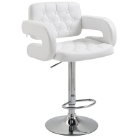 HOMCOM PU Leather Kitchen Bar Stools Swivel Bar Chairs W/Chrome Metal Base - White