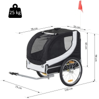 PawHut Folding Dog Bike Trailer Pet Bicycle Jogger Travel Carrier-Black & White