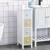 HOMCOM Chest of Drawers, 4 Drawer Dresser, Storage Organizer Toilet Tissue Cabinet for Bedroom, Bathroom(m-12)