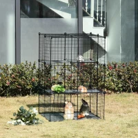 PawHut Pet Playpen DIY Small Animal Cage Enclosure Metal Wire Fence 39 Panels with 3 Doors 2 Ramps for Kitten Bunny Chinchilla Pet Mink Black(m-10)