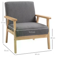 HOMCOM Minimalistic Wooden Frame Accent Chair, with Padded Seat(m-3)