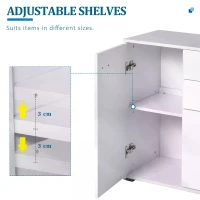 HOMCOM Modern High Gloss Sideboard Storage Cabinet Table Chest of Drawers for Bedroom Living Room Storage Furniture, White(m-4)