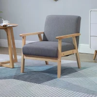 HOMCOM Minimalistic Wooden Frame Accent Chair, with Padded Seat(m-11)