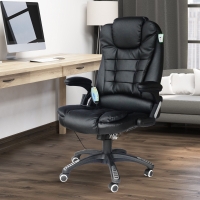 HOMCOM PU Leather Office Chair W/Massage Function, High Back-Black