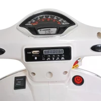 HOMCOM Kids Ride On Vespa Motorcycle W/LED Lights - White(m-8)
