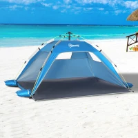 Outsunny Beach Tent for 1-2 Person Pop-up Design with 2 Mesh Windows & 2 Doors Sky Blue(m-1)