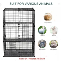 PawHut Pet Playpen DIY Small Animal Cage Enclosure Metal Wire Fence 39 Panels with 3 Doors 2 Ramps for Kitten Bunny Chinchilla Pet Mink Black(m-7)