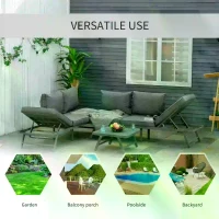Outsunny 3 Pcs Garden Seating Set w/ Sofa Lounge Coffee Table Outdoor Patio Furniture(m-8)