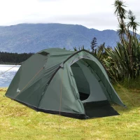Outsunny Dome Tent for 3-4 Person Family Tent with Large Windows Waterproof Green(m-2)