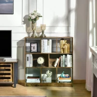 HOMCOM Storage Shelf 3-Tier Bookcase Display Rack Home Organizer for Home Office, Living Room, Playroom, Rustic Brown(m-2)