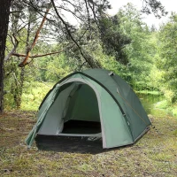 Outsunny Dome Tent for 3-4 Person Family Tent with Large Windows Waterproof Green(m-12)