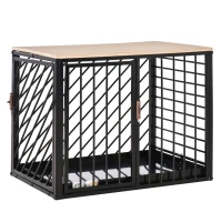 PawHut Heavy Duty Steel Dog Crate Mini Small Dog Kennel Two Doors Tray Large Top Pet Cage 61L x 44W x 49H cm(m-1)