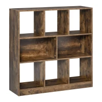 HOMCOM Storage Shelf 3-Tier Bookcase Display Rack Home Organizer for Home Office, Living Room, Playroom, Rustic Brown(m-1)