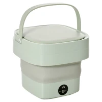 HOMCOM Portable Washing Machine Foldable Mini Laundry Machine with Handle for Socks Underwear Green(m-1)