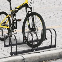 HOMCOM Bike Stand Parking Rack Floor or Wall Mount Bicycle Cycle Storage Locking Stand 76L x 33W x 27H (3 Racks, Black)(m-1)