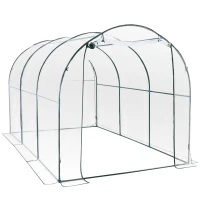 Outsunny Walk-in Polytunnel Greenhouse with Roll-up Door Transparent Tunnel Greenhouse with Steel Frame and PVC Cover, 3.5 x 2m(m-1)