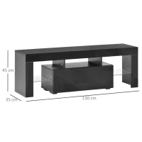 HOMCOM High Gloss TV Stand Cabinet with LED RGB Lights and Remote Control for 43"/50"/55" TV, Media TV Console Table with Compartment, Black(m-3)