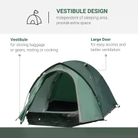 Outsunny Dome Tent for 3-4 Person Family Tent with Large Windows Waterproof Green(m-4)