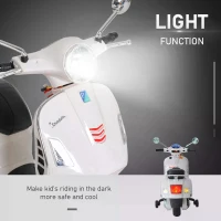 HOMCOM Kids Ride On Vespa Motorcycle W/LED Lights - White(m-6)
