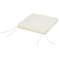 Outsunny Set Of 2 Square Chair Cushions Removable Covers Seat Pads Tie Fastenings White(m-7)