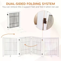 PawHut Freestanding Folding Pet Gate 4 Panels Dog Puppy Barrier with Support Feet(m-5)