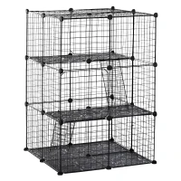 PawHut Pet Playpen DIY Small Animal Cage Enclosure Metal Wire Fence 39 Panels with 3 Doors 2 Ramps for Kitten Bunny Chinchilla Pet Mink Black(m-1)